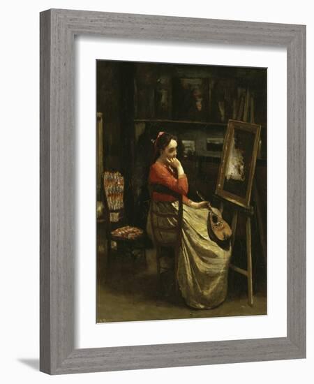 L'Atelier de Corot, Jeune Femme a La Mandoline-Jean-Baptiste-Camille Corot-Framed Giclee Print