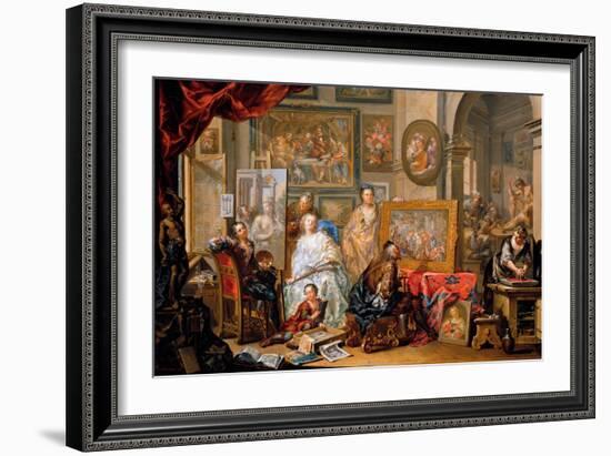 L'atelier Du Peintre (Studio of the Painter) - Oil on Copper by Johann Georg Platzer (1704-1761) --Johann Georg Platzer-Framed Giclee Print