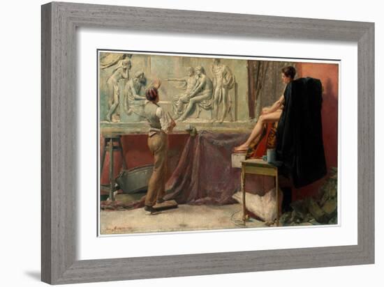 L'atelier Du Sculpteur  (The Sculptor's Studio) Peinture De Tom Roberts (1856-1931) - 1885 - Oil O-Tom Roberts-Framed Giclee Print