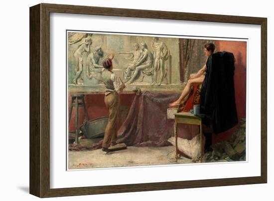 L'atelier Du Sculpteur  (The Sculptor's Studio) Peinture De Tom Roberts (1856-1931) - 1885 - Oil O-Tom Roberts-Framed Giclee Print