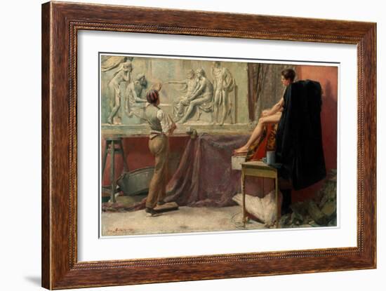 L'atelier Du Sculpteur  (The Sculptor's Studio) Peinture De Tom Roberts (1856-1931) - 1885 - Oil O-Tom Roberts-Framed Giclee Print