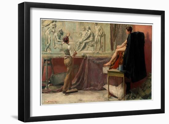 L'atelier Du Sculpteur  (The Sculptor's Studio) Peinture De Tom Roberts (1856-1931) - 1885 - Oil O-Tom Roberts-Framed Giclee Print