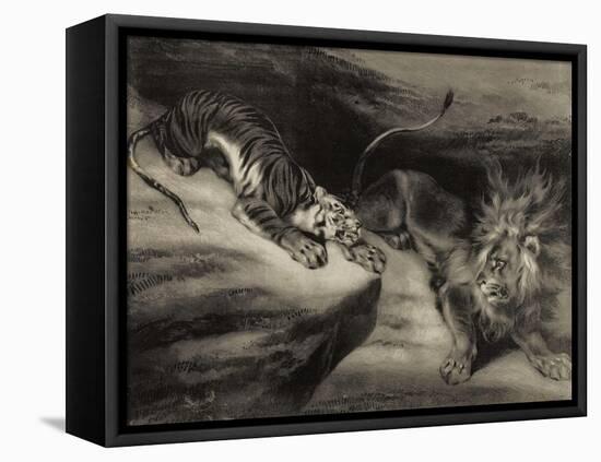 L'attaque du tigre-Louis Boulanger-Framed Premier Image Canvas