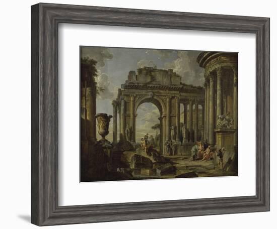 L'Aumône à Bélisaire dans des ruines-Giovanni Paolo Pannini-Framed Giclee Print