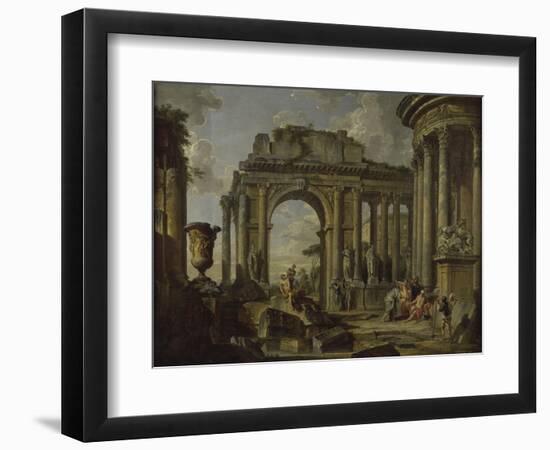 L'Aumône à Bélisaire dans des ruines-Giovanni Paolo Pannini-Framed Giclee Print