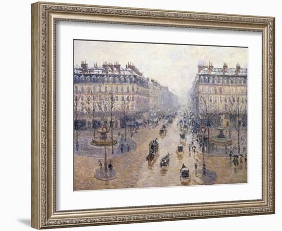 L'Avenue De L'Opéra, Snow, Morning, 1898-Camille Pissarro-Framed Giclee Print