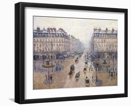 L'Avenue De L'Opéra, Snow, Morning, 1898-Camille Pissarro-Framed Giclee Print