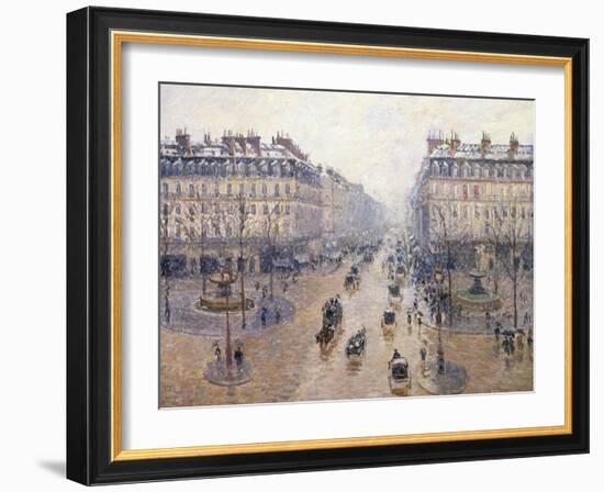 L'Avenue De L'Opéra, Snow, Morning, 1898-Camille Pissarro-Framed Giclee Print