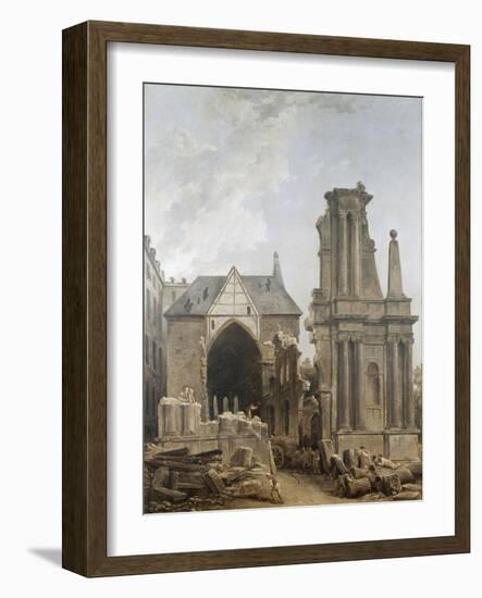 L'église des Feuillants en démolition-Hubert Robert-Framed Giclee Print