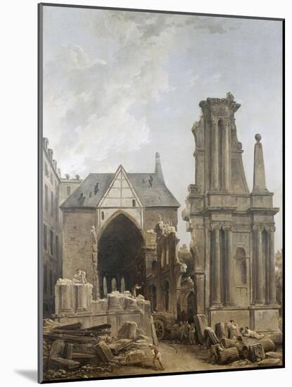 L'église des Feuillants en démolition-Hubert Robert-Mounted Giclee Print