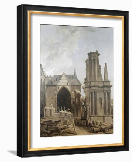 L'église des Feuillants en démolition-Hubert Robert-Framed Giclee Print