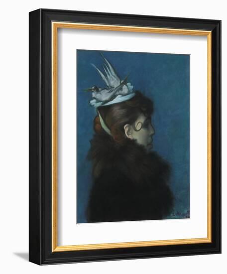 L'élégante Aux Oiseaux, 1890 (Pastel on Paper)-Louis Anquetin-Framed Giclee Print