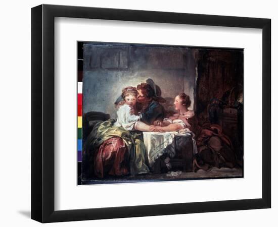 L'enjeu Perdu Ou Le Baiser Gagne  (The Captured Kiss) Peinture De Jean-Honore Fragonard (1732-1806-Jean-Honore Fragonard-Framed Giclee Print