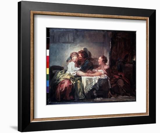 L'enjeu Perdu Ou Le Baiser Gagne  (The Captured Kiss) Peinture De Jean-Honore Fragonard (1732-1806-Jean-Honore Fragonard-Framed Giclee Print