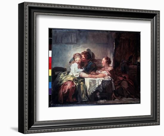 L'enjeu Perdu Ou Le Baiser Gagne  (The Captured Kiss) Peinture De Jean-Honore Fragonard (1732-1806-Jean-Honore Fragonard-Framed Giclee Print