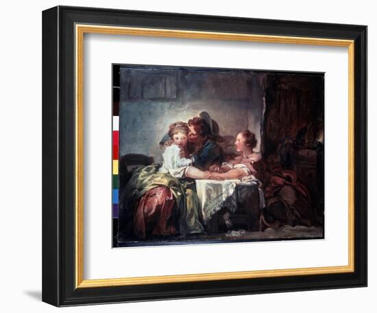 L'enjeu Perdu Ou Le Baiser Gagne  (The Captured Kiss) Peinture De Jean-Honore Fragonard (1732-1806-Jean-Honore Fragonard-Framed Giclee Print