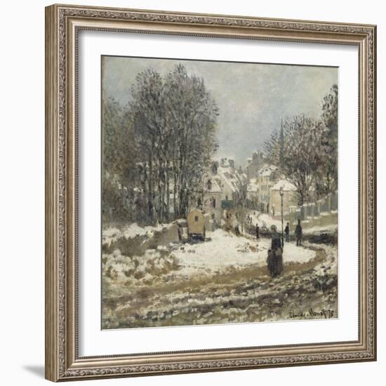 L'entrée de la Grande-Rue à Argenteuil, l'hiver-Claude Monet-Framed Giclee Print