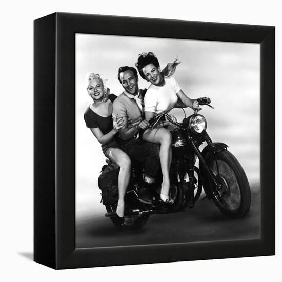 L'Equipee Sauvage THE WILD ONE by Laszlo Benedek with Marlon Brando and Mary Murphy, 1953 (b/w phot-null-Framed Stretched Canvas