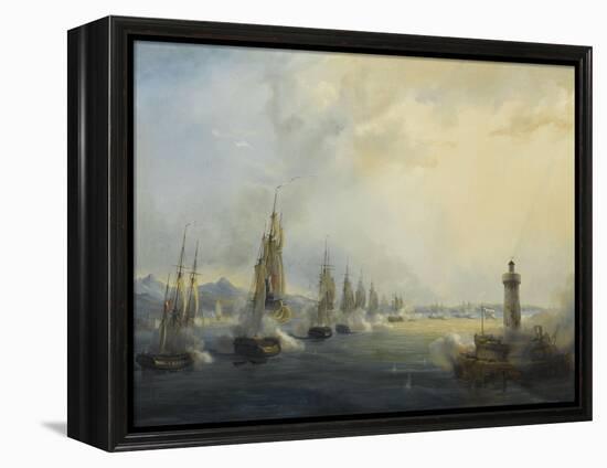 L'escadre française commandée par l'amiral Roussin force l'entrée du Tage devant Lisbonne, 11-Pierre Julien Gilbert-Framed Premier Image Canvas