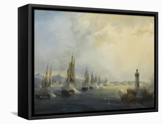 L'escadre française commandée par l'amiral Roussin force l'entrée du Tage devant Lisbonne, 11-Pierre Julien Gilbert-Framed Premier Image Canvas