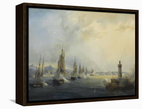 L'escadre française commandée par l'amiral Roussin force l'entrée du Tage devant Lisbonne, 11-Pierre Julien Gilbert-Framed Premier Image Canvas