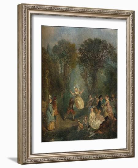 'L'Escarpolette', c1710-Jean-Antoine Watteau-Framed Giclee Print