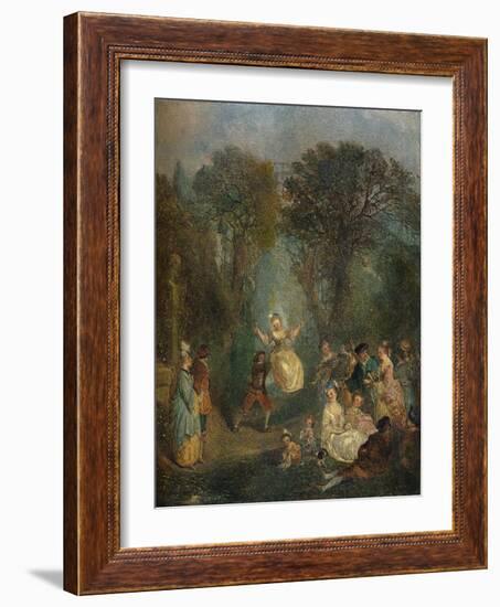 'L'Escarpolette', c1710-Jean-Antoine Watteau-Framed Giclee Print