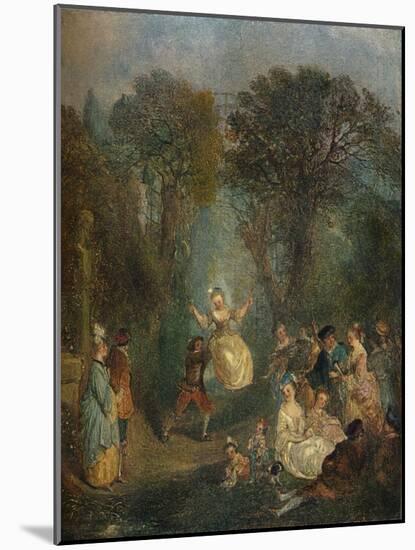 'L'Escarpolette', c1710-Jean-Antoine Watteau-Mounted Giclee Print