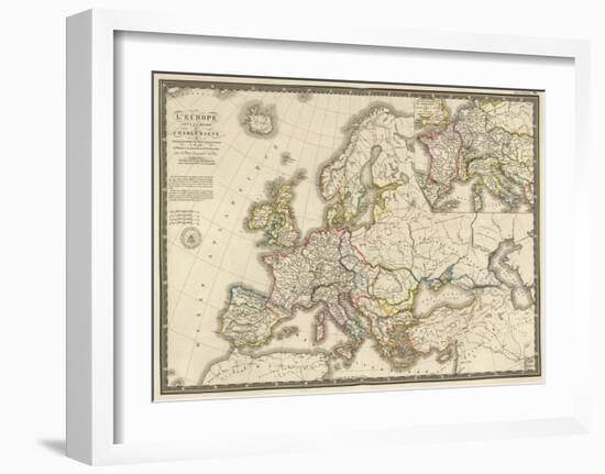 L'Europe sous l'Empire de Charlemagne, c.1826-Adrien Hubert Brue-Framed Art Print