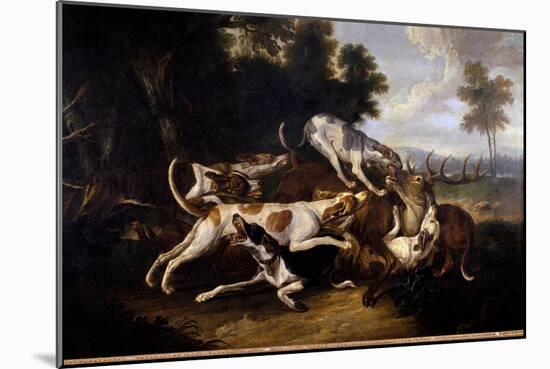 L'hallali Du Deer Hunting Dogs Finishing a Deer - Painting by Jean Baptiste Oudry (1686-1755) 18Th-Jean-Baptiste Oudry-Mounted Giclee Print