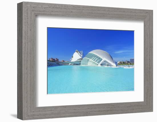 L'Hemisferic and Reina Sofia Arts Palace, City of Arts and Sciences, Valencia, Spain-Marco Simoni-Framed Photographic Print