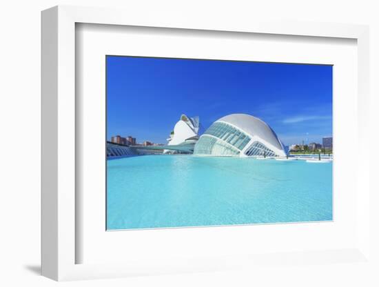 L'Hemisferic and Reina Sofia Arts Palace, City of Arts and Sciences, Valencia, Spain-Marco Simoni-Framed Photographic Print