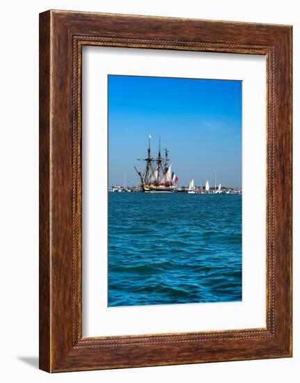 L'Hermione ship in the estuary of Charente, Charente-Maritime, Poitou-Charentes, France-null-Framed Photographic Print