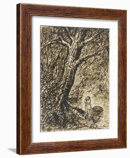 L'heureux moment : couple nu, debout, enlacé sous des grands arbres-Théophile Alexandre Steinlen-Framed Giclee Print