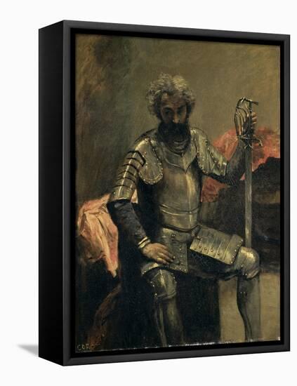 L'Homme a L'Armure, Assis-Jean-Baptiste-Camille Corot-Framed Premier Image Canvas