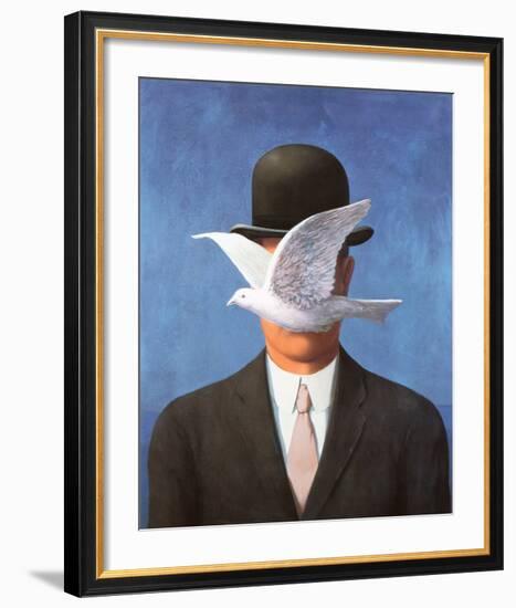 L'Homme au Chapeau Melon, c.1964-Rene Magritte-Framed Art Print