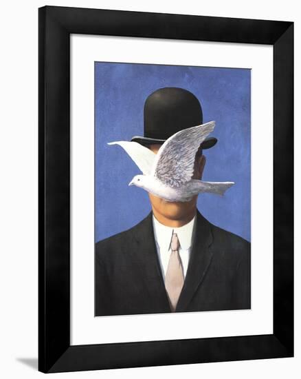 L'homme au chapeau melon (No Border)-Rene Magritte-Framed Art Print