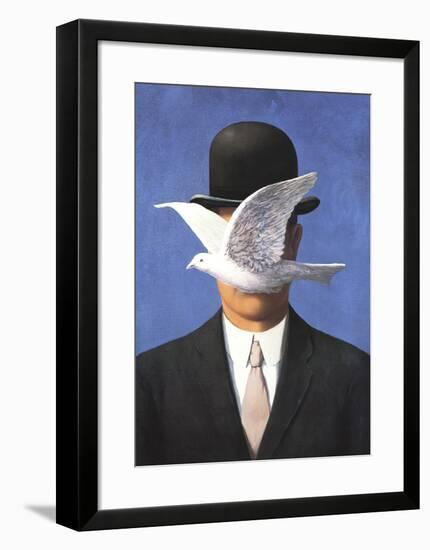 L'homme au chapeau melon (No Border)-Rene Magritte-Framed Art Print