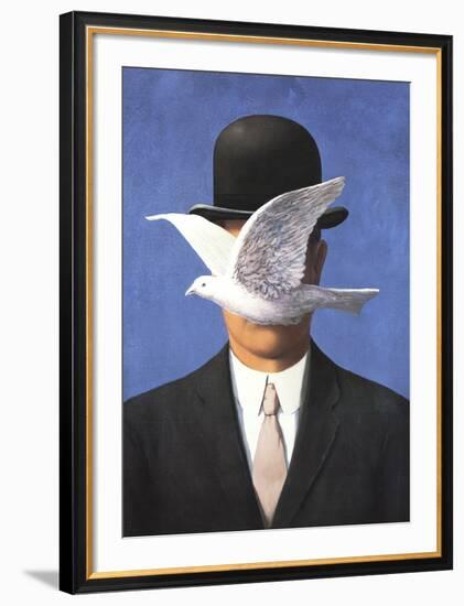 L'homme au chapeau melon (No Border)-Rene Magritte-Framed Art Print