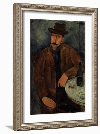 L'Homme au Verre de Vin, c.1918-19-Amedeo Modigliani-Framed Giclee Print