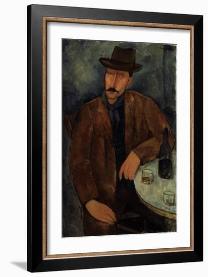 L'Homme au Verre de Vin, c.1918-19-Amedeo Modigliani-Framed Giclee Print