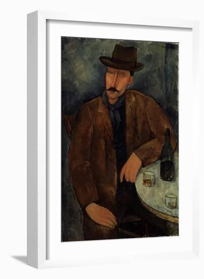 L'Homme au Verre de Vin, c.1918-19-Amedeo Modigliani-Framed Giclee Print