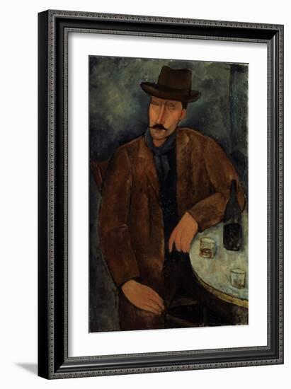 L'Homme au Verre de Vin, c.1918-19-Amedeo Modigliani-Framed Giclee Print