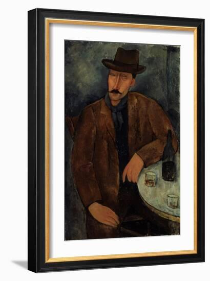 L'Homme au Verre de Vin, c.1918-19-Amedeo Modigliani-Framed Giclee Print