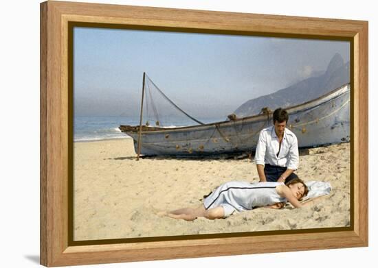 L'homme by Rio by PhilippedeBroca with Francoise Dorleac and Jean-Paul Belmondo, 1964 (photo)-null-Framed Stretched Canvas
