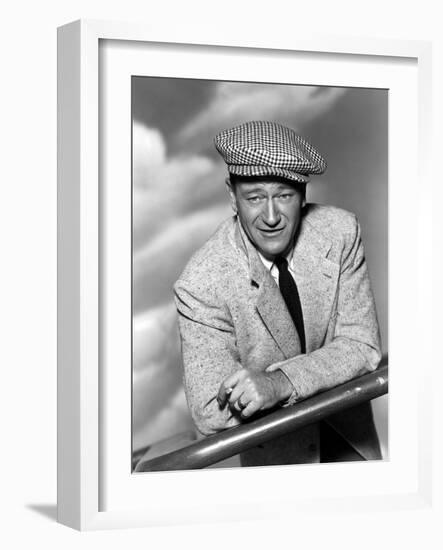 L' Homme Tranquille THE QUIET MAN by JohnFord with John Wayne, 1952 (b/w photo)-null-Framed Photo