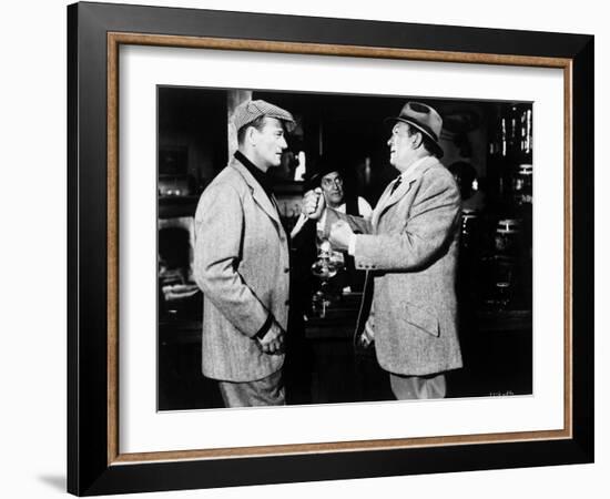 L' Homme Tranquille THE QUIET MAN by JohnFord with John Wayne and Victor McLaglen, 1952 (b/w photo)-null-Framed Photo