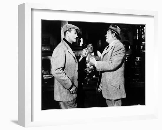 L' Homme Tranquille THE QUIET MAN by JohnFord with John Wayne and Victor McLaglen, 1952 (b/w photo)-null-Framed Photo