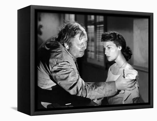 L'ile au complot THE BRIBE by RobertLeonard with Charles Laughton and Ava Gardner, 1949 (b/w photo)-null-Framed Stretched Canvas