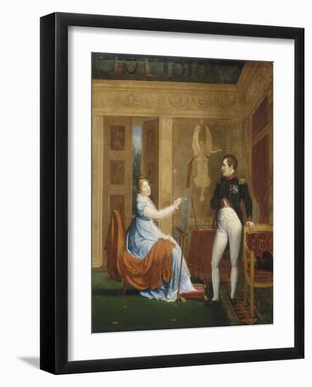 L'impératrice Marie-Louise faisant le portrait de Napoléon Ier-Alexandre Menjaud-Framed Giclee Print